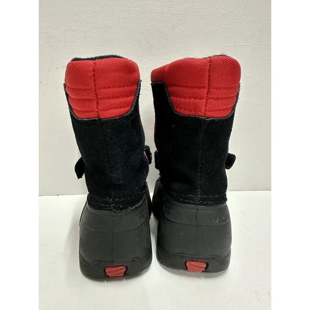 Totes toddler size 6M waterproof insulated black red snow suede & man made boots